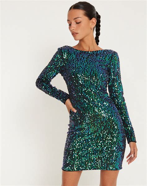 Sequin Green Iridescent Mini Dress Gabby