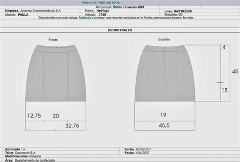 Julia Stagnaro Dise O De Indumentaria Uba Fichas T Cnicas Falda