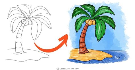 How To Draw A Palm Tree Easy Awesome Palm Tree Drawing