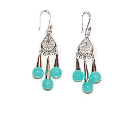 Green Glass Cone Dangle Earrings