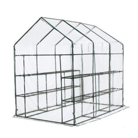 Glitzhome Sq Ft Portable Pvc Walk In Greenhouse Three Tier