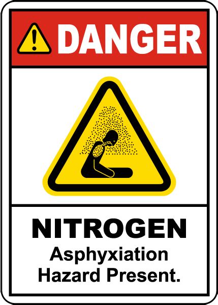 Danger Nitrogen Asphyxiation Hazard Present Sign Save 10