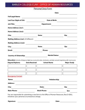 Fillable Online Personal Data Change Request Form Fax Email Print