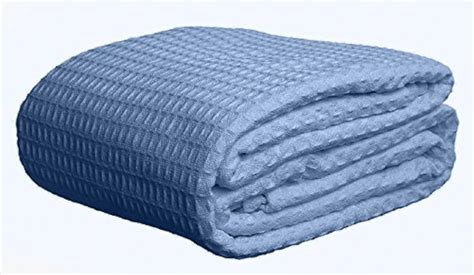 Deluxe 100 Soft Cotton Thermal Waffle Weave Blanket King Size Blue