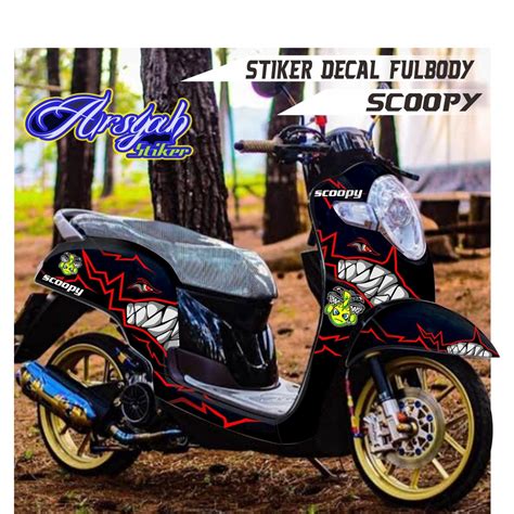 Jual Decal Scoopy Shark Full Body Full Blok Decal Scopy Dekal New Fi