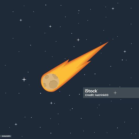 Komet Terbakar Terbang Di Ruang Angkasa Ilustrasi Stok Unduh Gambar