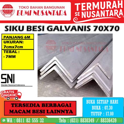 Jual SIKU GALVANIS 70X70 6 METER HOT DIP BESI SNI STEEL ANGLE 70 X 70