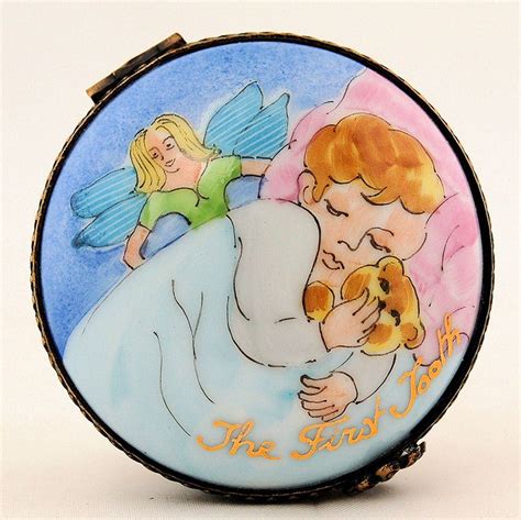 Limoges Porcelain Trinket Box Hinged First Tooth Fairy Angel