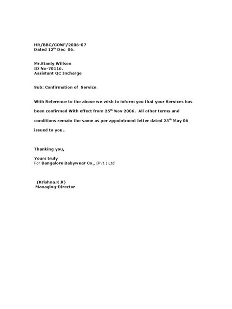 Conformation Letter Pdf