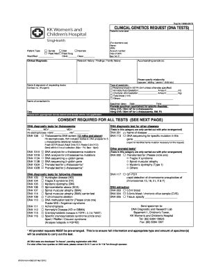 Fillable Online Clinical Genetics Test Request And Consent Form Kk