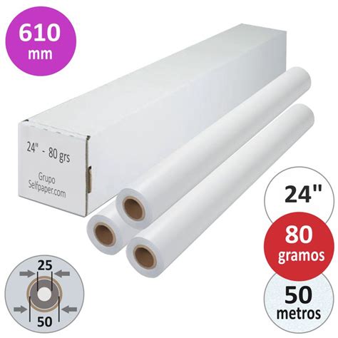 Papel Plotter Rollo 610mm X 50 Mts 24 Pulgadas 80 Grs