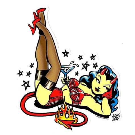 Vince Ray Martini Devil Girl Sticker