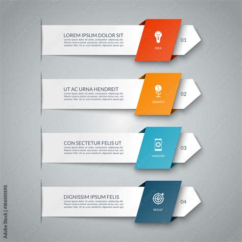 Infographic banner with 4 arrows. Can be used for diagram, graph, chart ...