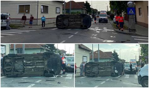 FOTO ȘTIREA TA ACCIDENT rutier la Alba Iulia O mașină s a răsturnat