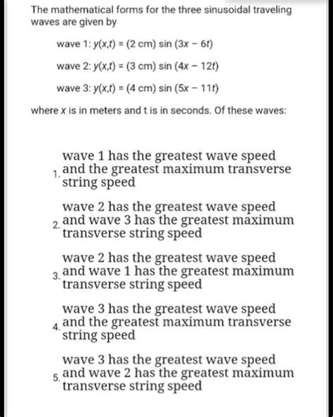 Solved The Mathematical Forms For The Three Sinusoidal