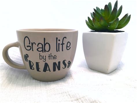 Grab Life By The Beans Coffee Mug 17oz Ceramic Coffee Cup Etsy Ceramic Coffee Cups Mugs