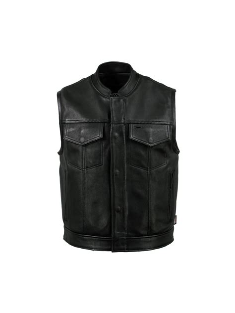 Mens Leather Vest Leather Moto