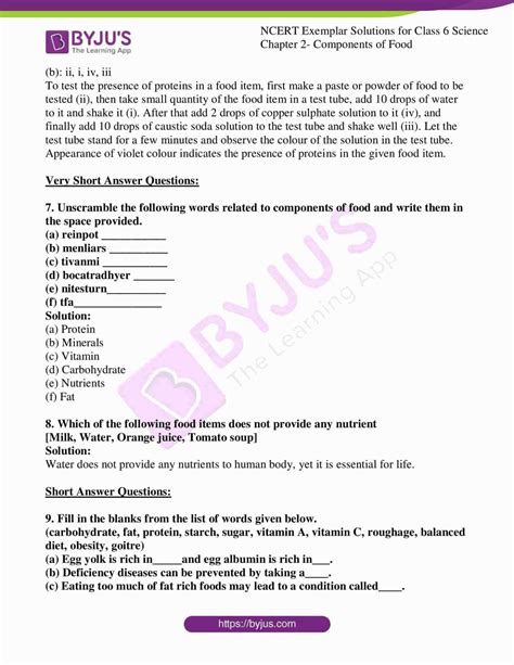 Ncert Exemplar Solutions For Class Science Chapter Components Of