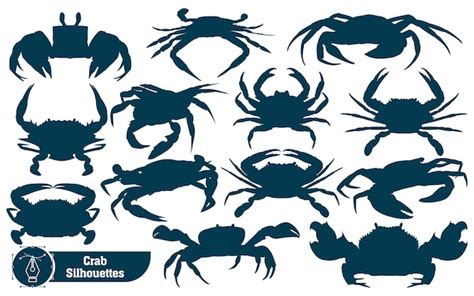 Premium Vector Collection Of Crab Silhouette Vector Illustration