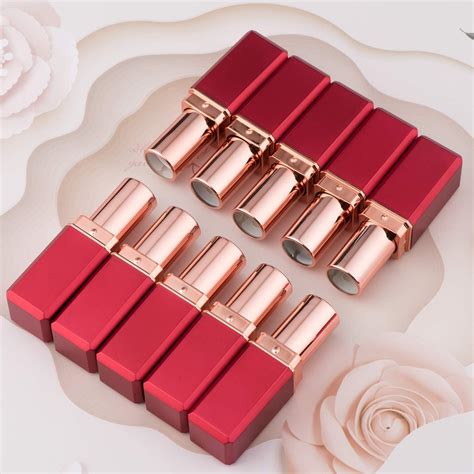 Allwon Red Empty Lipstick Tubes 10pcs Diy Lip Balm Containers Square Tube