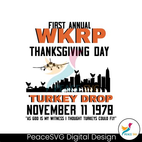 Vintage Thanksgiving Turkey Drop First Annual WKRP SVG File » PeaceSVG