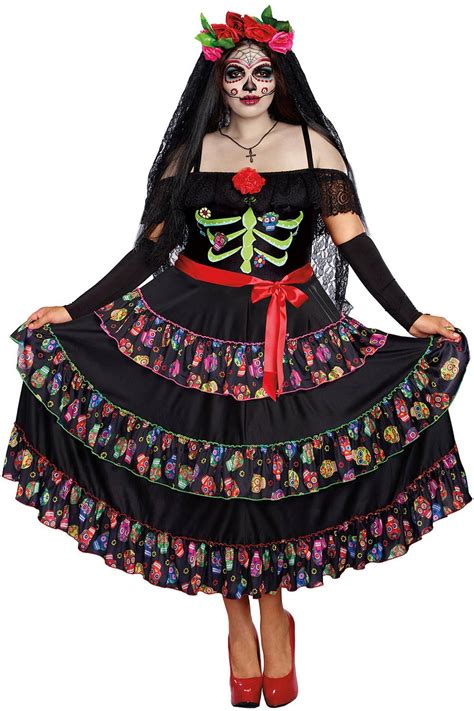 Plus Size Day Of The Dead Womens Costume Day Of The Dead Outfit