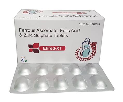 Ferrous Ascorbate Folic Acid Zinc Sulphate Tablets Packaging Type Box