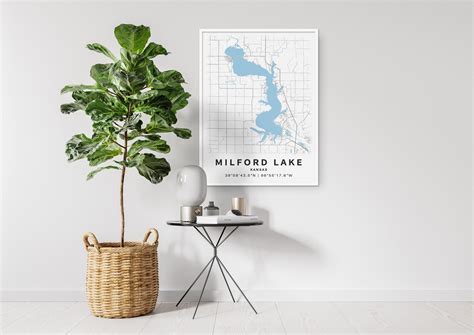 Printable Map Of Milford Lake Kansas United States Instant Etsy