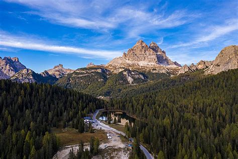 An Aerial Drones View Of Lake Antorno Lago Di Antorno In D Photo