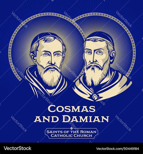 Saints Of The Catholic Church Cosmas And Damian Vector Image