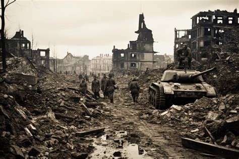 Batalha De Tanques Nas Ruas Da Cidade Em Ru Nas Foto Premium