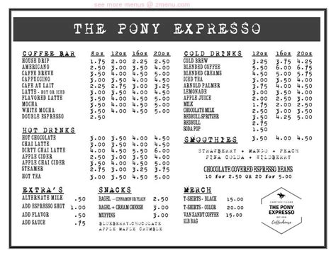 Online Menu Of The Pony Expresso Restaurant Canton Texas 75103 Zmenu