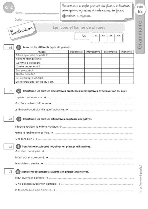 exercices 5ème types de phrases