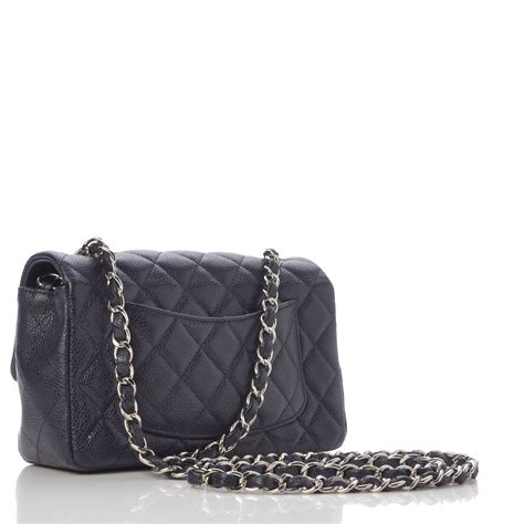 CHANEL Caviar Quilted Mini Rectangular Flap Navy 295036