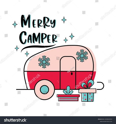 Christmas Camper Christmas Tree Cute Vintage Stock Vector Royalty Free