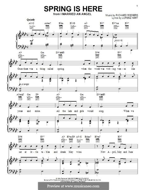 Spring is Here by R. Rodgers - sheet music on MusicaNeo