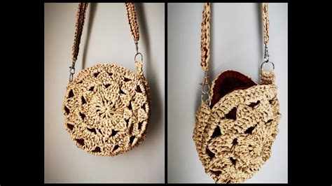 Two Pictures Of Purses Hanging On The Wall One Is Crocheted And The