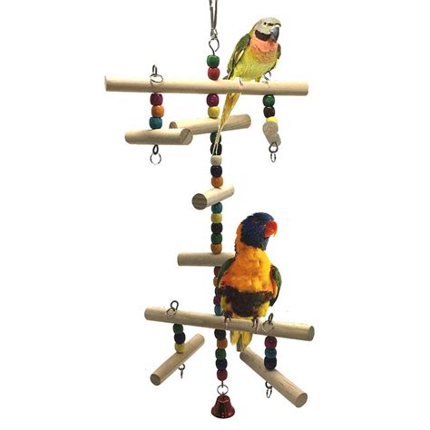 Bird Wood Climbing Ladder Parrot Swing Stand Toy F Grandado