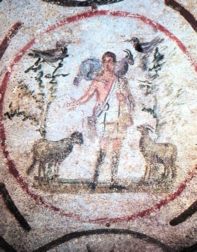 The Good Shepherd Unknown 3rd Century Fresco Detail Catacombs