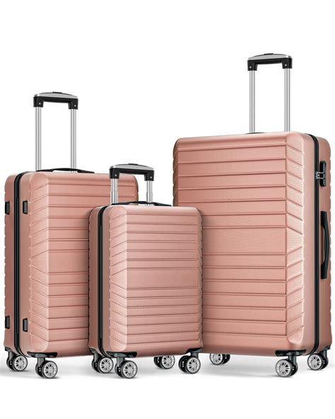 3 Piece Luggage Sets Hard Shell Suitcase Set With Spinner Wheels 20 24