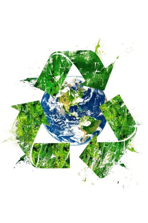 Eco Friendly Icon Featuring Recycling Symbol With Earth And Green