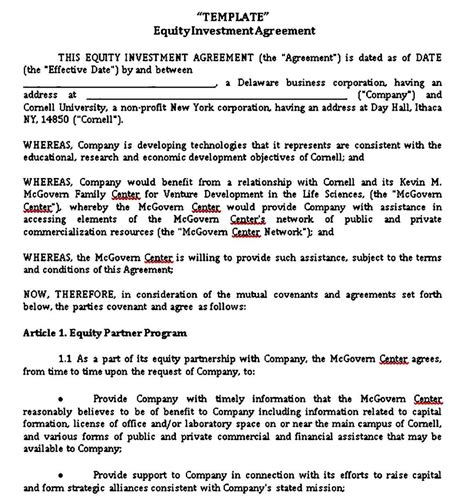 Venture Capital Contract Template