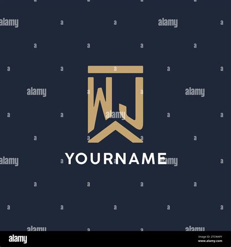 WJ Initial Monogram Logo Design In A Rectangular Style With Curved Side