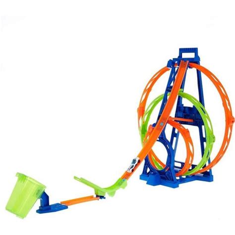 Hot Wheels Action Triple Looping Kit avec 1 piste 1 voiture Hot Wheels 1 lanceur à travers 3