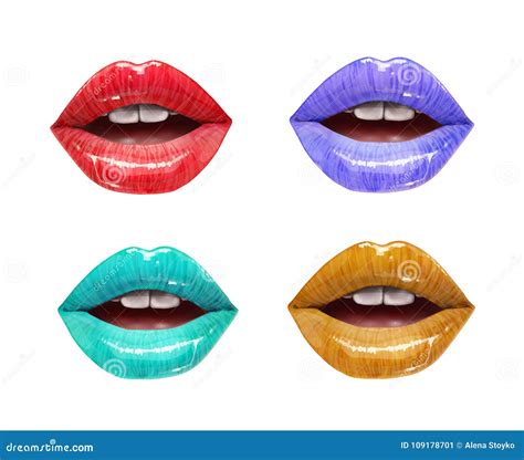 Colorful Lips Set Stock Vector Illustration Of Icons 109178701