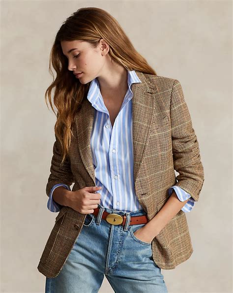 Plaid Linen Silk Blazer For Women Ralph Lauren® Uk