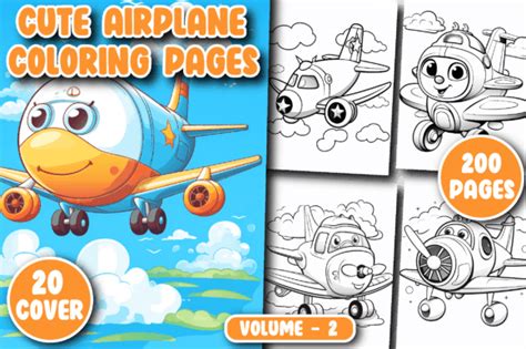 200 Cute Airplane Coloring Pages Graphic by Printable Crafts · Creative ...