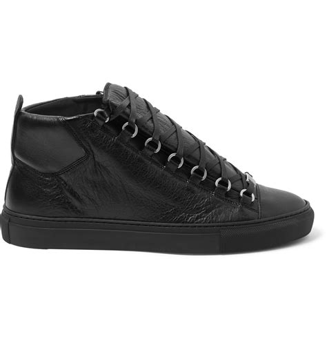 Balenciaga Arena Creased Leather Sneakers In Black For Men Lyst