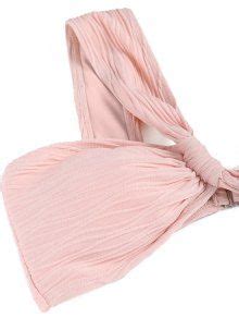 Zaful Women S Textured One Shoulder Knot High Cut Cheeky Bikini Two Piece Set Swimwear In Light