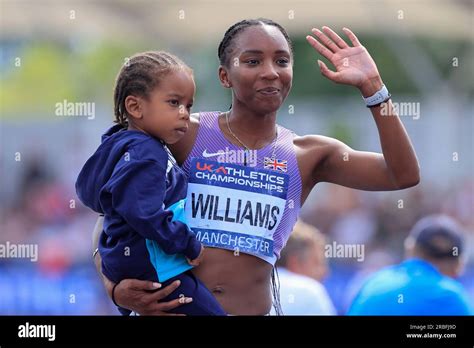 Bianca Williams with her young son on the podium during the UK ...